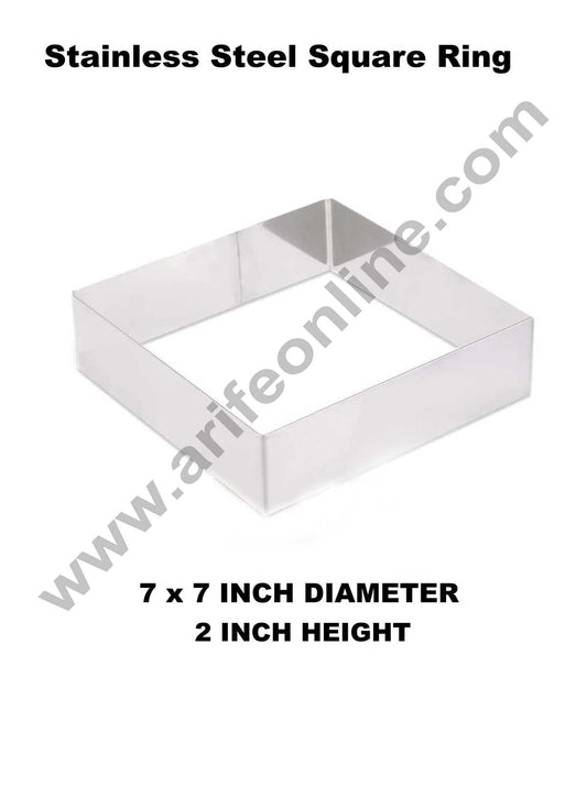 Cake Decor Square Cake Ring Stainless Steel Cutter Heavy Ring (7x7 inch Diameter X 2 inch Height )