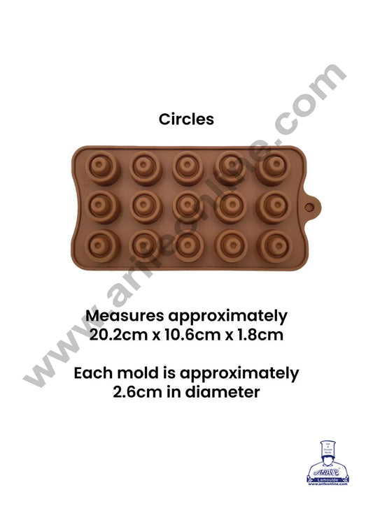 Silicon 15 Cavity Circle Shape Brown Chocolate Mould, Ice Mould, Chocolate Decorating Mould  (MOQ 12 PCS)