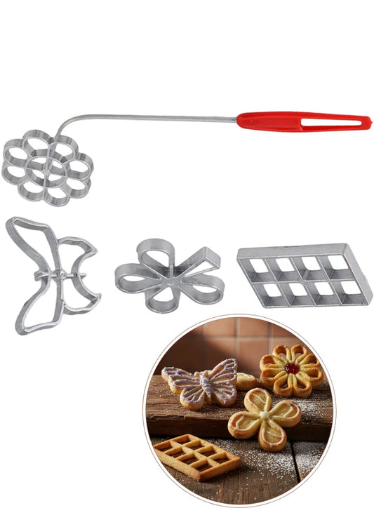 Dough shape HWOROST wafer baking pan Spreewald loops rosette waffle iron 2cm Set of 4 (SBCT-YD-6)   (MOQ 12 PCS) (AMD)