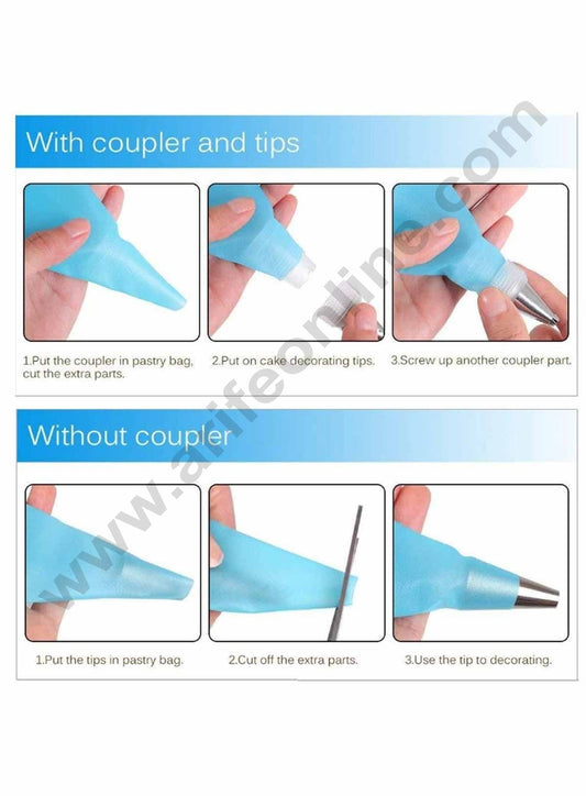 Cake Decor Silicon Pastry Bag Icing Piping Bag Reusable Cake Decorating Bags 16 inch (2 pc Pack)