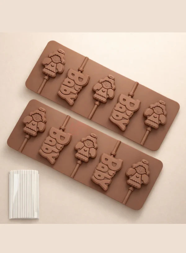 5-Cavity Angel Baby Lollipop Silicone Chocolate Mould | Non-Stick Mold for Baking & Crafting | 1 Piece Pack | (SB-3160) (MOQ 12 PCS)