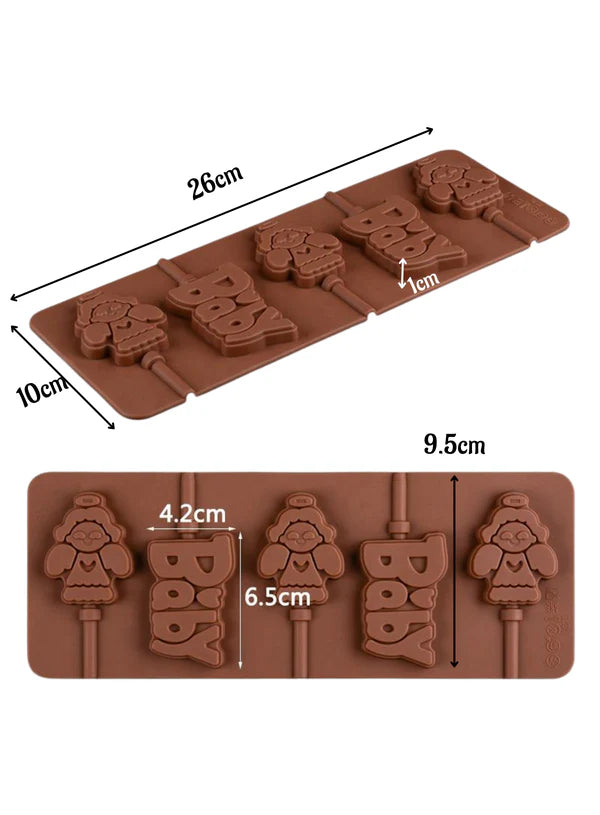 5-Cavity Angel Baby Lollipop Silicone Chocolate Mould | Non-Stick Mold for Baking & Crafting | 1 Piece Pack | (SB-3160) (MOQ 12 PCS)