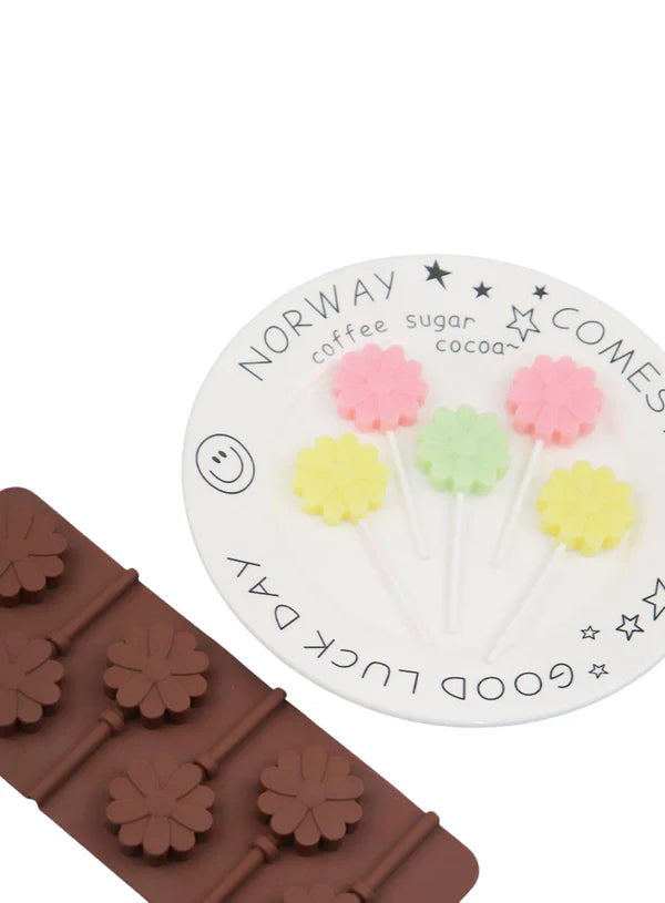 6-Cavity Flower Shape Lollipop Silicone Chocolate Mould | Non-Stick Mold for Baking & Crafting | 1 Piece Pack | (SB-3158)  (MOQ 12 PCS)