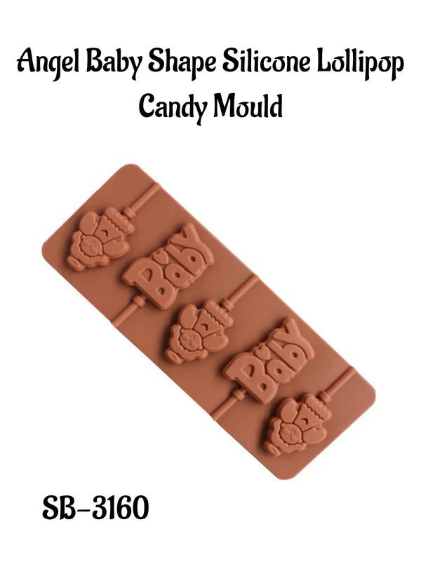 5-Cavity Angel Baby Lollipop Silicone Chocolate Mould | Non-Stick Mold for Baking & Crafting | 1 Piece Pack | (SB-3160) (MOQ 12 PCS)