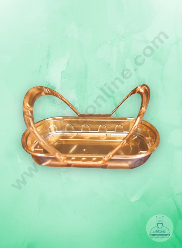 Single Compartment PVC Container with Lid - 1 Piece Premium Leak-proof takeaway PET Food Packaging Golden Plastic Container with Transparent Lid - (27X26X4cm) (MOQ 100 PCS) (IE)