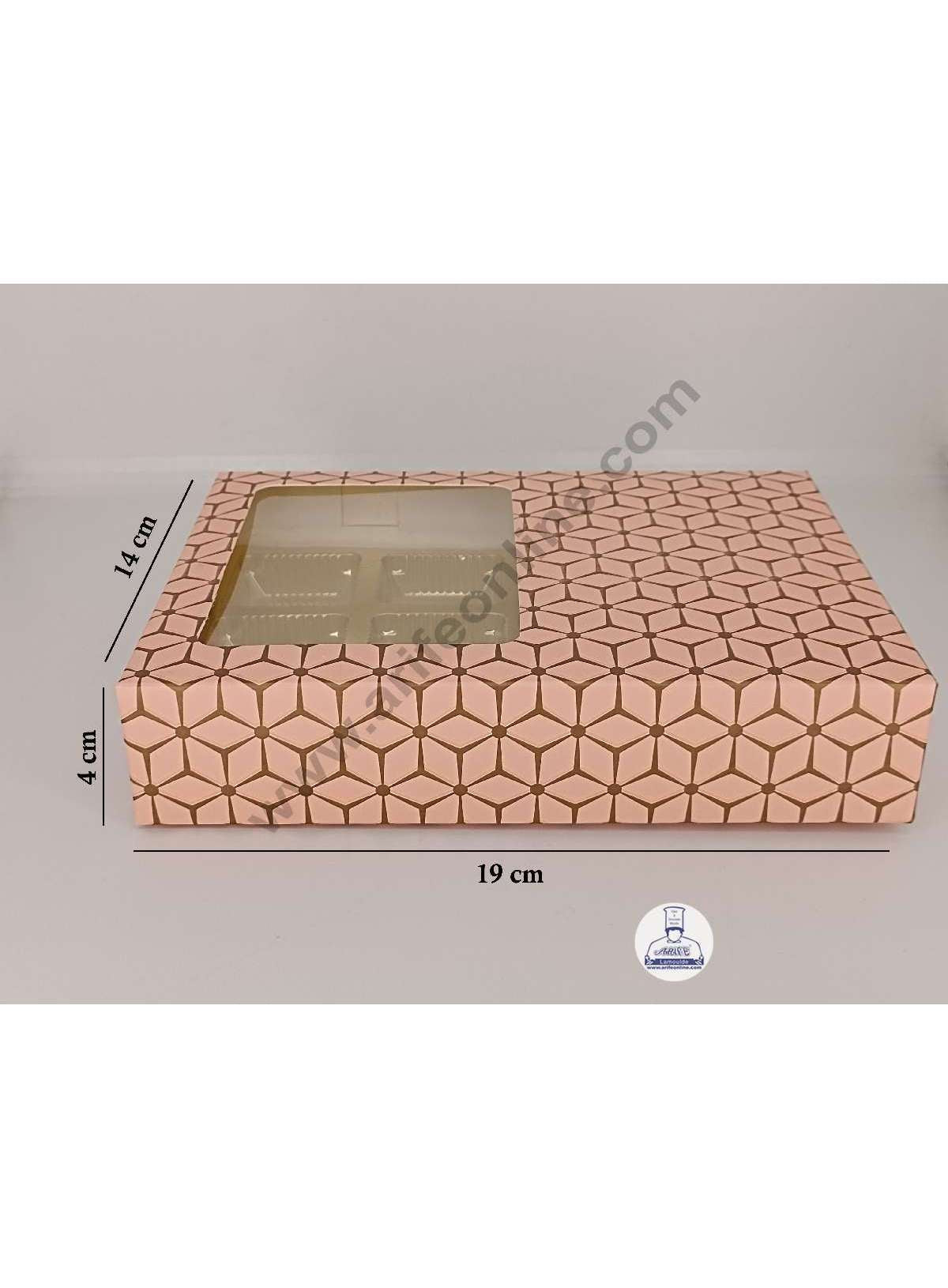 12 Cavity 3D Cube Print Chocolate Box with Cavity, Clear Window & Handle ( 10 Piece Pack ) - Skintone (MOQ 12 PACK) (AED)