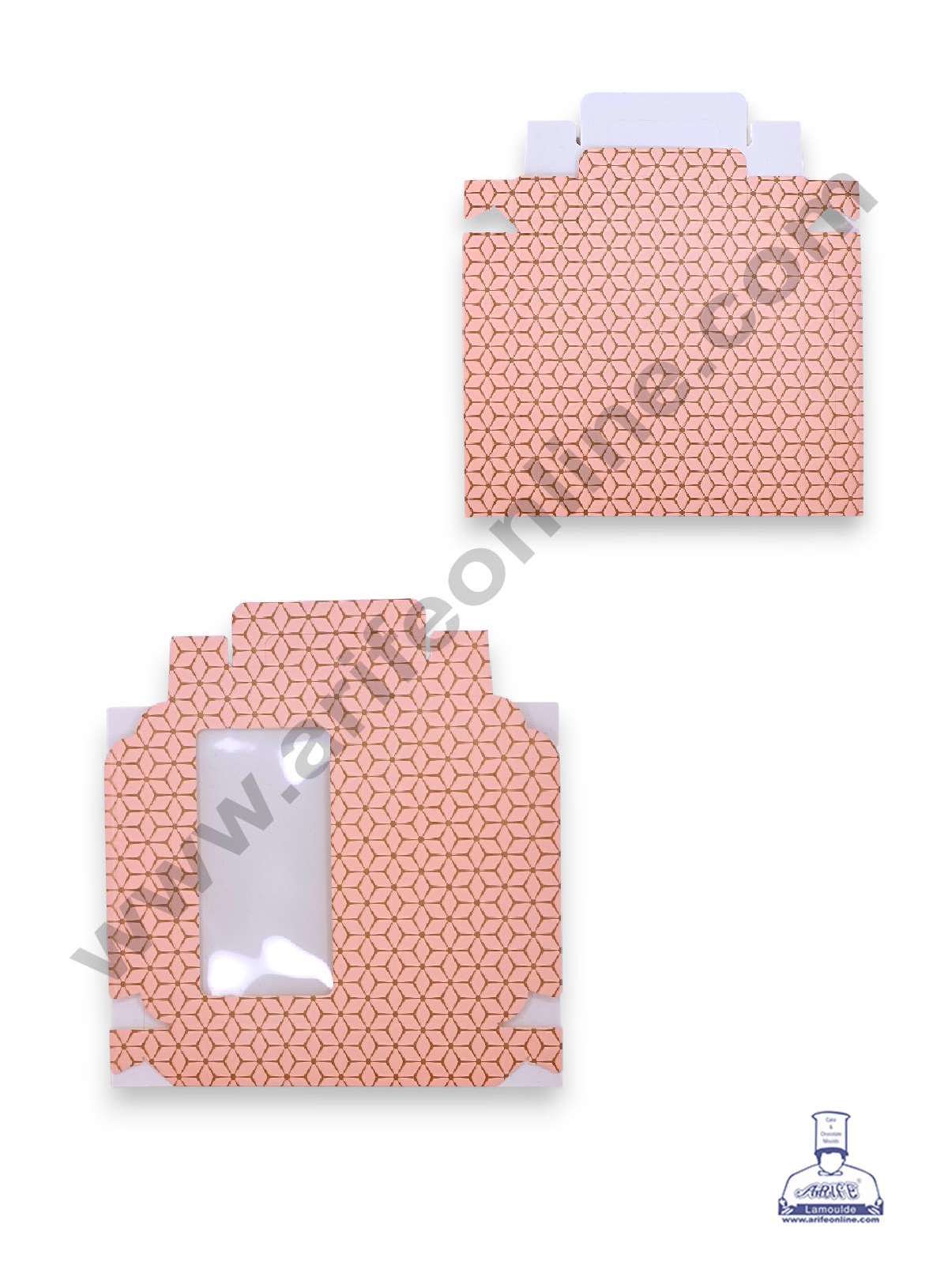 16 Cavity 3D Cube Print Chocolate Box with Cavity, Clear Window & Handle ( 10 Piece Pack ) - Skintone (MOQ 12 PACK) (RDD)
