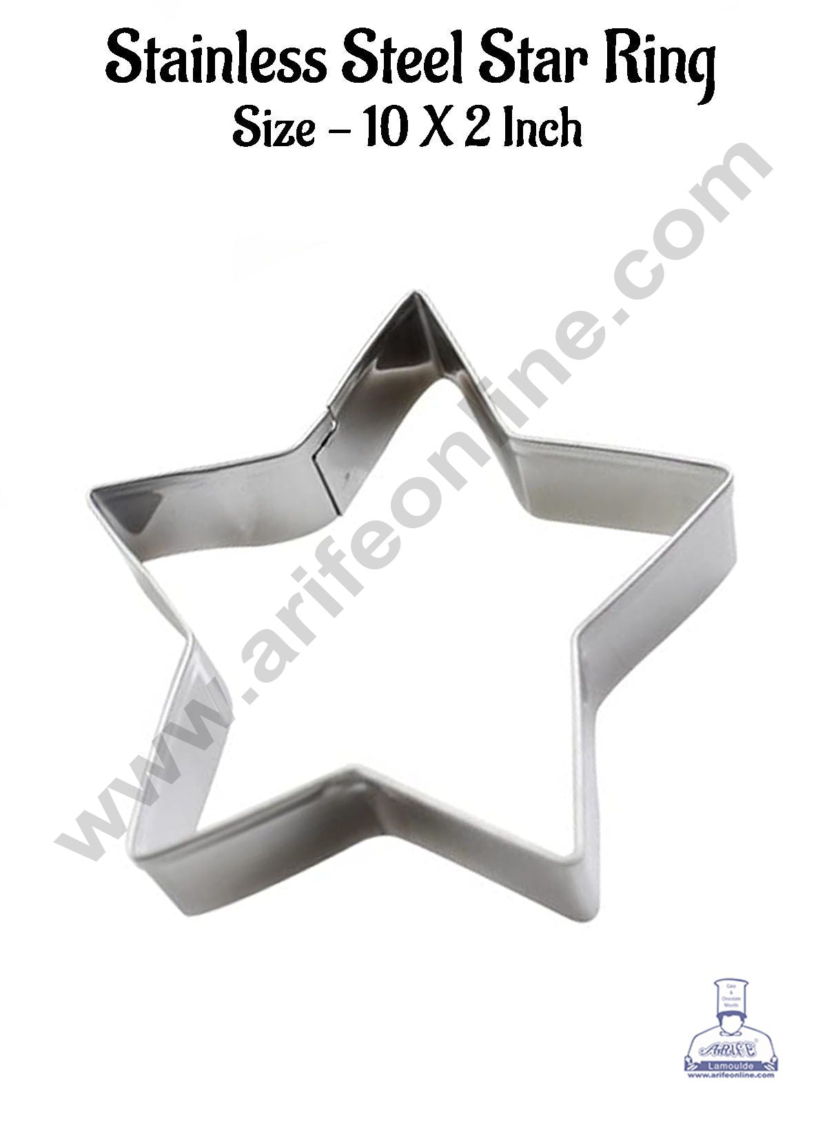 Star Cake Ring and Burger Ring Stainless Steel Heavy Ring (10 inch Diameter X 2 inch Height )  (MOQ 12 PCS)