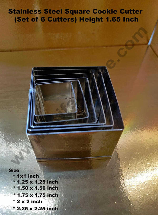 Cake Decor 6Pcs Square Shape Stainless Steel Cookie Cutter, Cutter Bakeware Mould Biscuit