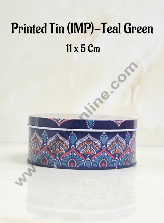 Printed Dream Tin (IMP) | Dream Cake Tin Torte cake Cookie Cake Tin - Teal Green Color - 11 cm X 5cm (MOQ 160 PCS PER CRTN)