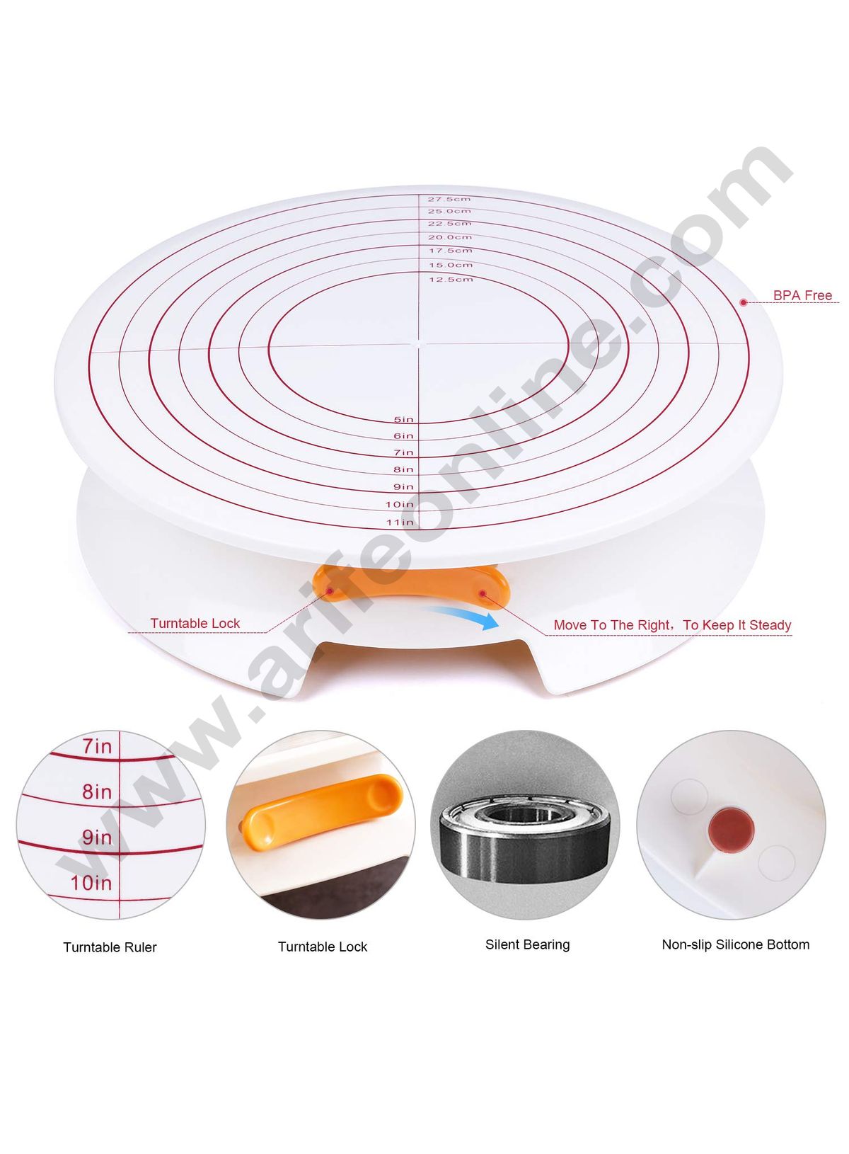 Turntable with Lock Brake Cake Decorating Stand (30 cm) (RUD)