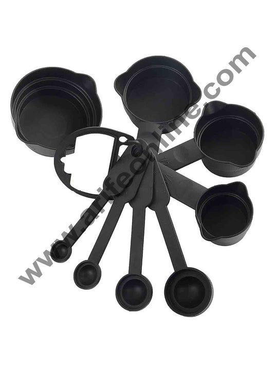 Cake Decor Black Measuring Cups And Spoons Set 8 Pcs,