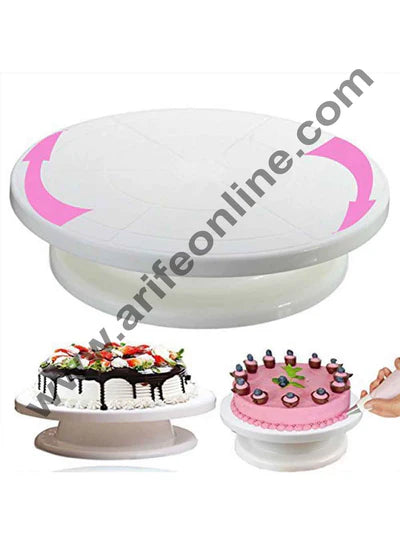 Round Rotating Revolving Cake Turntable Decorating Stand Platform, 28CM White (ADE)