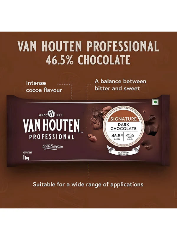 Van Houten - Dark Couverture Chocolate Slab - 46.5 Percent - 1kg