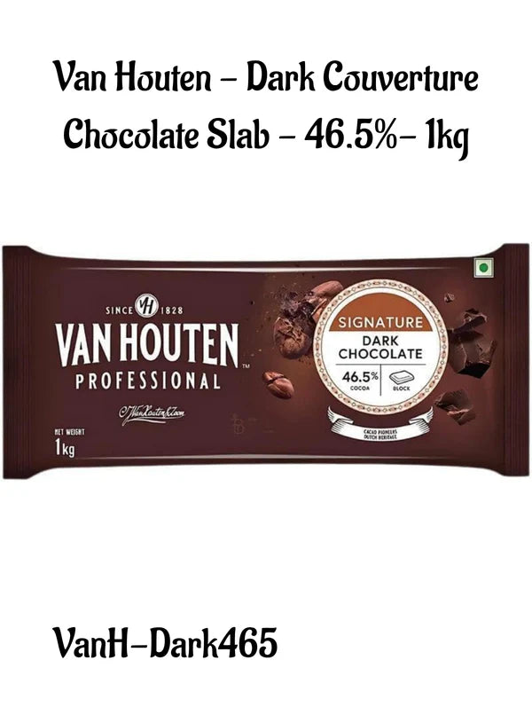 Van Houten - Dark Couverture Chocolate Slab - 46.5 Percent - 1kg