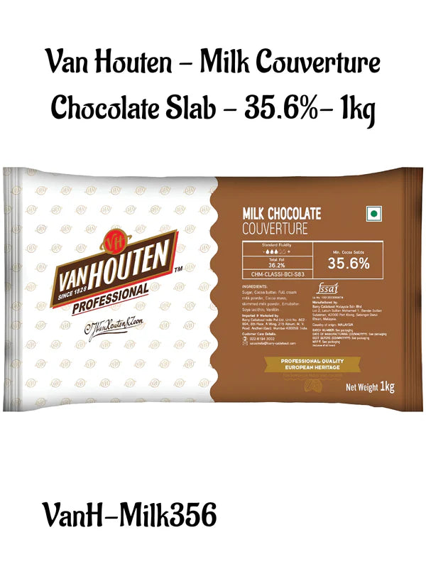 Van Houten - Milk Couverture Chocolate Slab - 35.6 Percent - 1kg