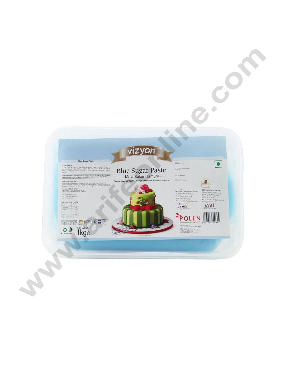 Vizyon Sugar Paste (Fondant) - Blue, 1kg