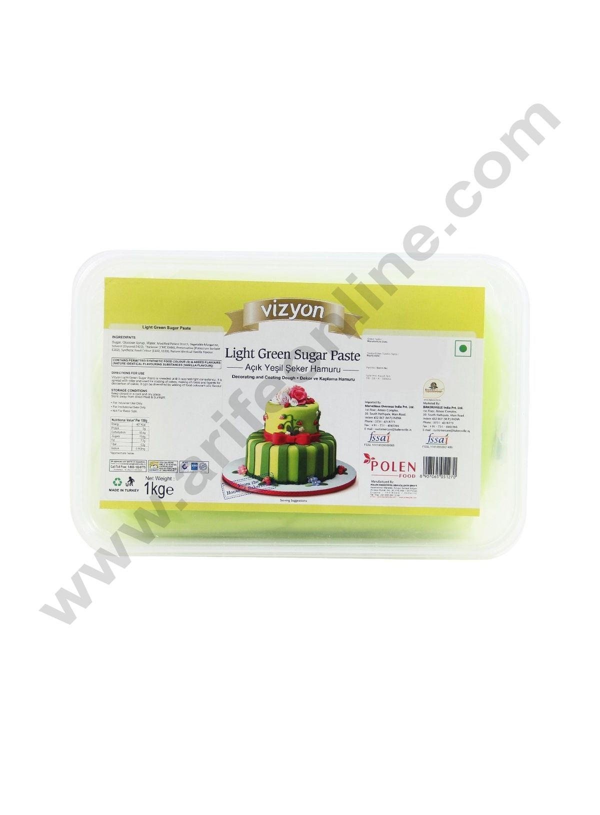 Vizyon Sugar Paste (Fondant) - Light Green, 1kg