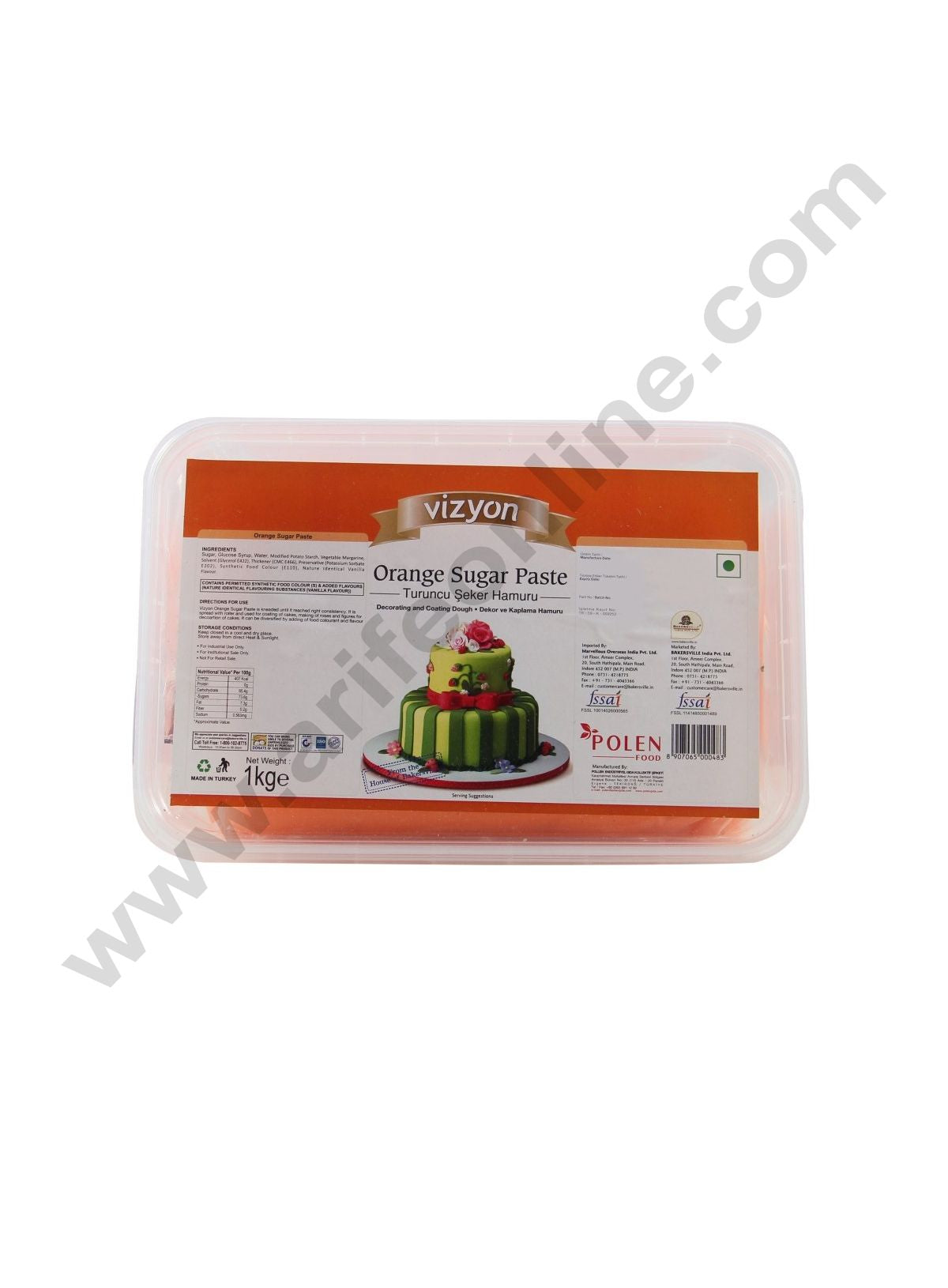Vizyon Sugar Paste (Fondant) - Orange, 1kg