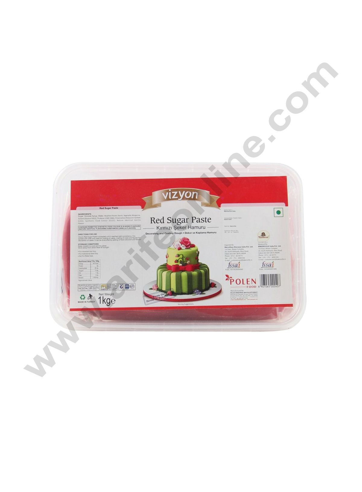 Vizyon Sugar Paste (Fondant) - Red, 1kg