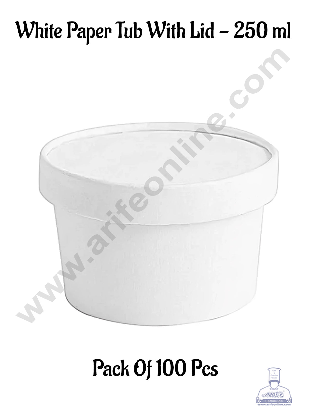 250ml White Kraft Paper Tub With Lid (MOQ 100 PCS)