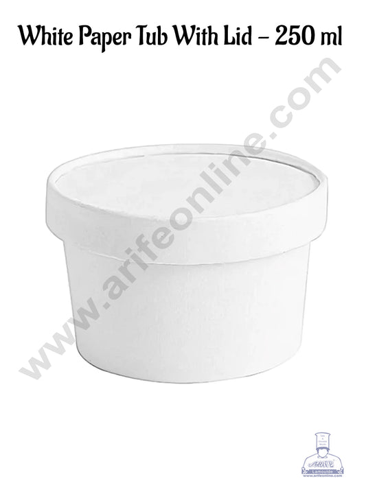250ml White Kraft Paper Tub With Lid (MOQ 100 PCS)