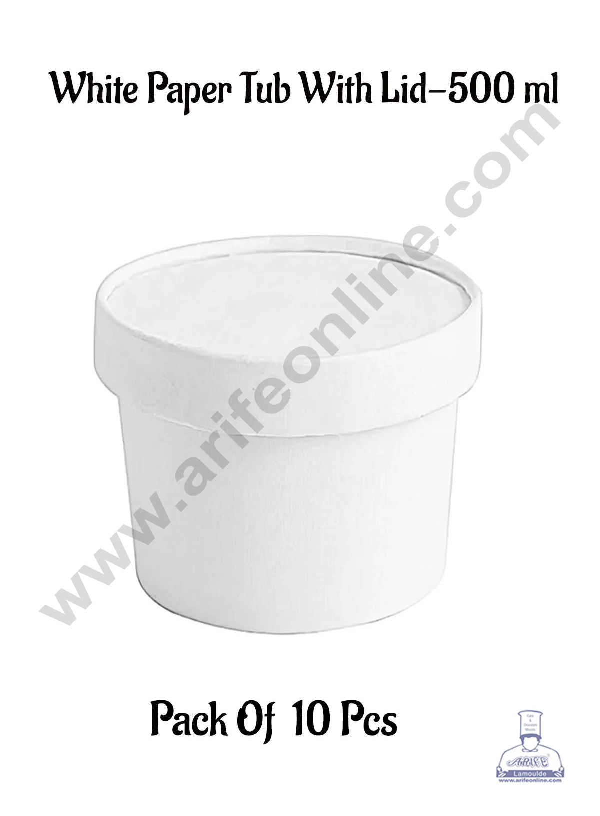 500ml White Kraft Paper Tub With Lid (MOQ 100 PCS)