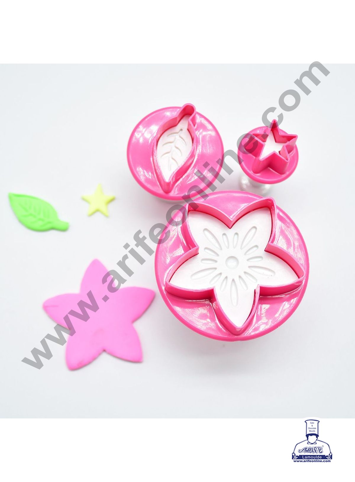 3 pcs Star Flower Leaf Plunger Cutter Fondant Tool ZN-2327 (MOQ 6 PCS) (ED)