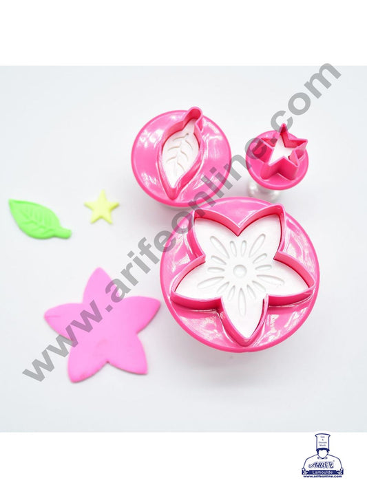 3 pcs Star Flower Leaf Plunger Cutter Fondant Tool ZN-2327 (MOQ 6 PCS) (ED)