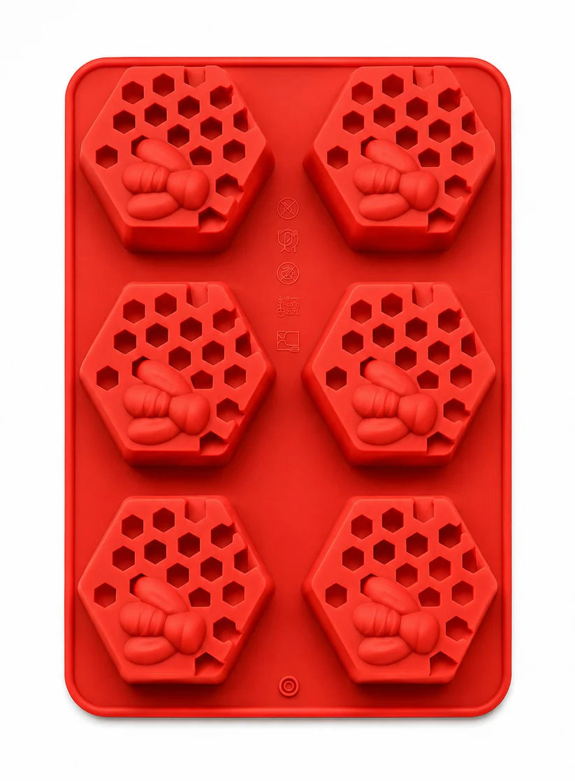 6 Cavity Bee Honeycomb Design Silicone moulds for Soaps Chocolate Jelly Desserts All Purpose Mould (MOQ 12 PCS)