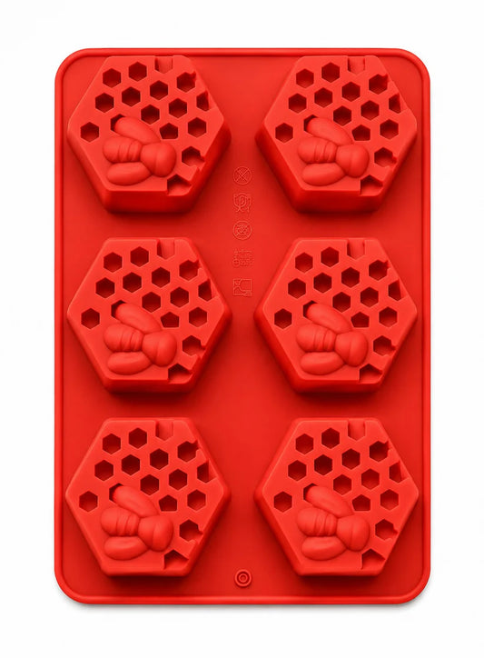 6 Cavity Bee Honeycomb Design Silicone moulds for Soaps Chocolate Jelly Desserts All Purpose Mould (MOQ 12 PCS)