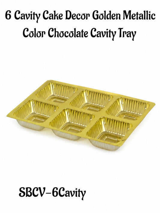 6 Cavity Golden Metallic Color Chocolate Cavity Tray (MOQ 100 PCS) (R)