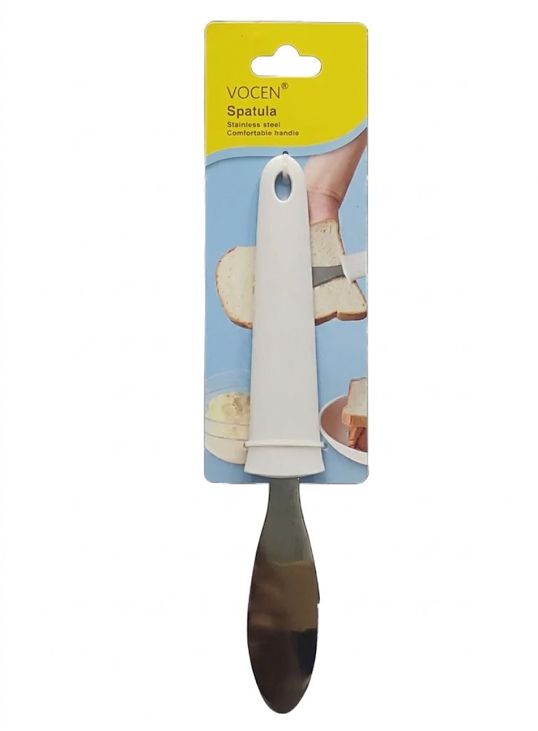 1 Pcs 2-in-1 Butter Knife & Spatula with White Handle (MOQ 12 PCS) (OE)