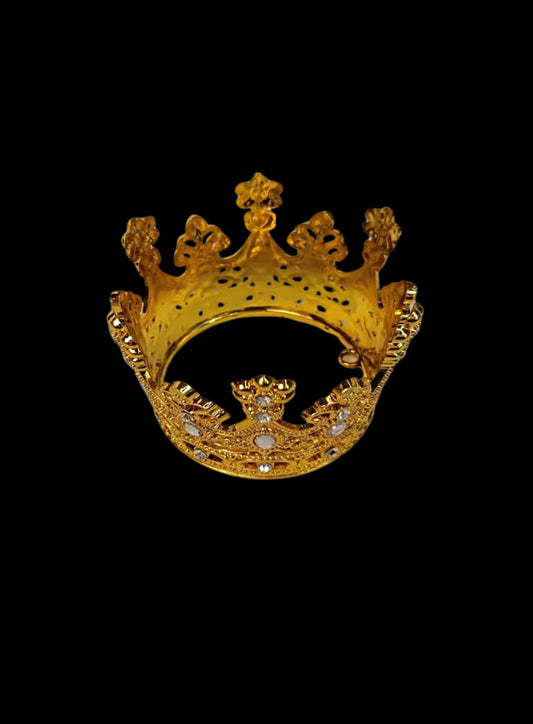 Golden Plastic Crown with White Crystals Cake Topper (SBMT-CR-ND-54-3-W) (MOQ 12 PCS) (OD)