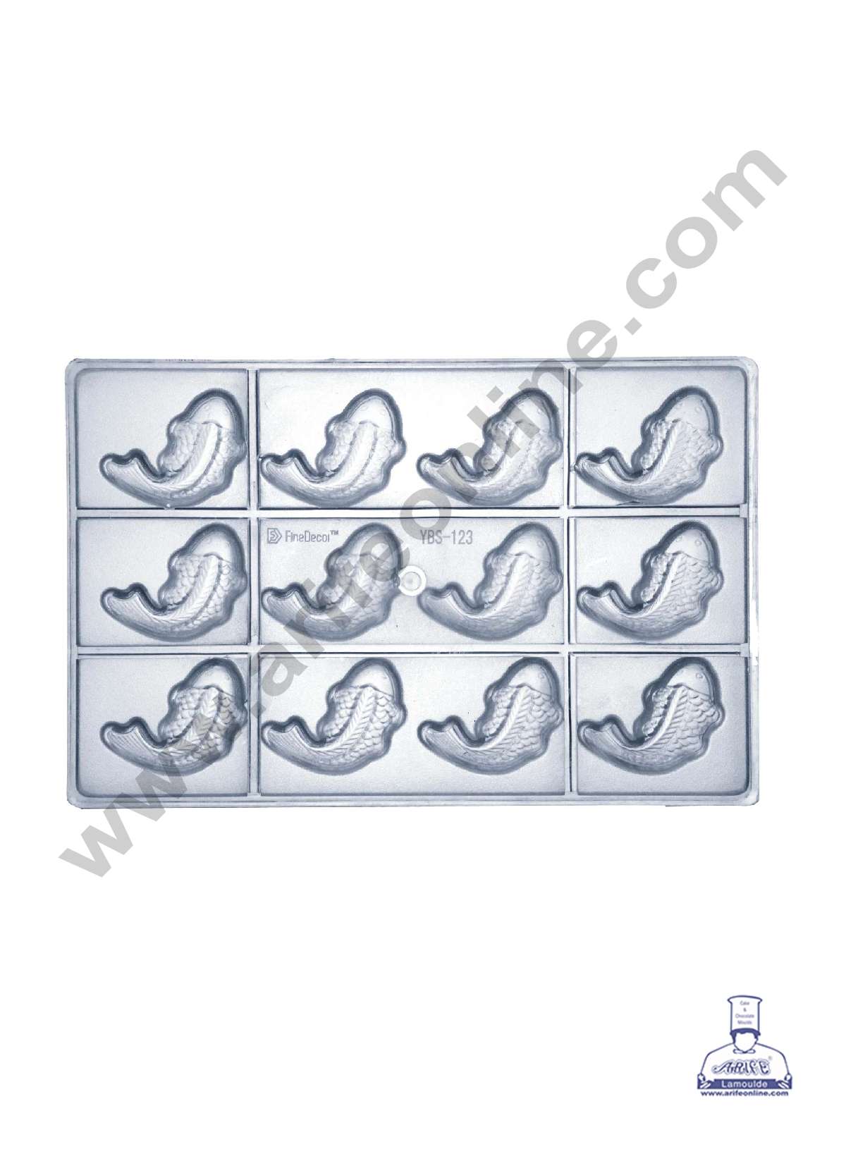 12 Cavity Koi Fish Shape Polycarbonate Chocolate Mold - ( YBS-123 ) (MOQ 12 PCS) (RDD)
