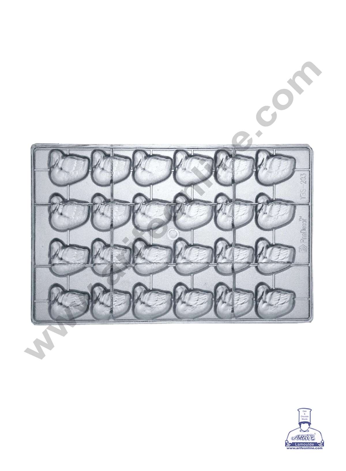 24 Cavity Swan Shape Polycarbonate Chocolate Mold - ( YBS-203 )  (MOQ 12 PCS) (RRD)