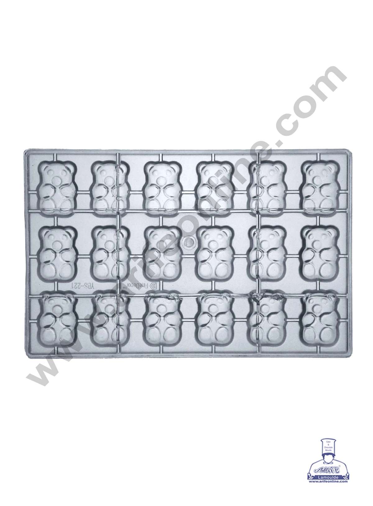 18 Cavity Teddy Bear Polycarbonate Chocolate Mold - ( YBS-221 ) (MOQ 12 PCS) (RRD)