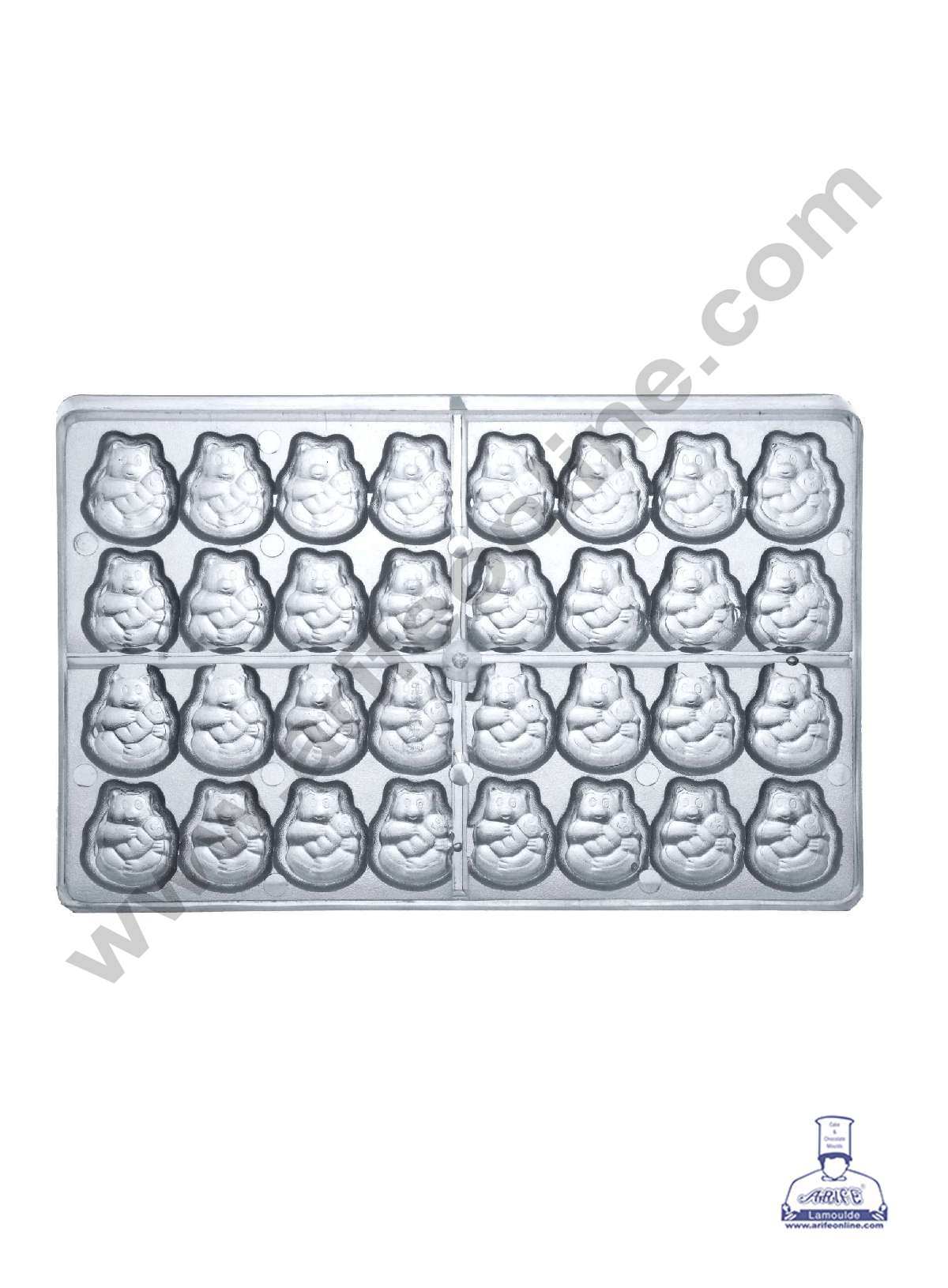 32 Cavity Two Bear Shape Polycarbonate Chocolate Mold - ( YBS-059 ) (MOQ 12 PCS) (RRD)