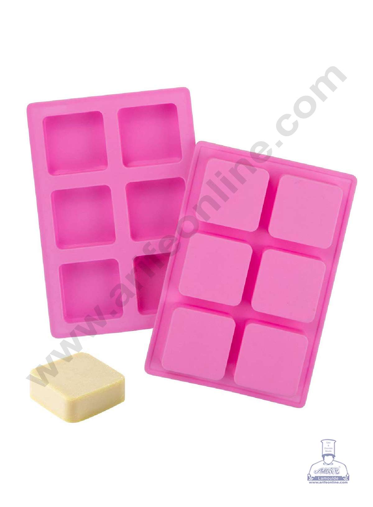 6 Cavity Square Curved Edges Silicone moulds for Soaps Jelly Desserts