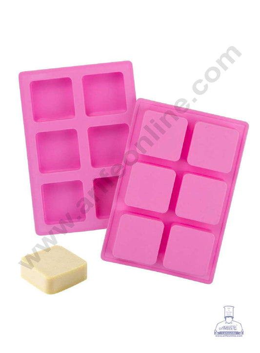 6 Cavity Square Curved Edges Silicone moulds for Soaps Jelly Desserts