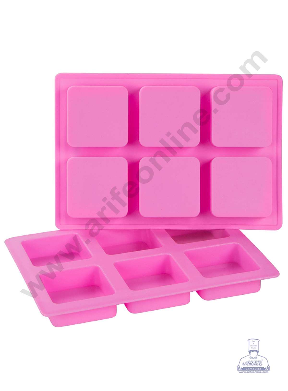 6 Cavity Square Curved Edges Silicone moulds for Soaps Jelly Desserts