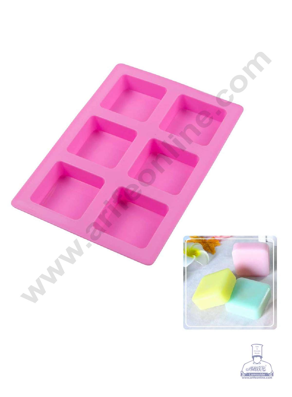 6 Cavity Square Curved Edges Silicone moulds for Soaps Jelly Desserts