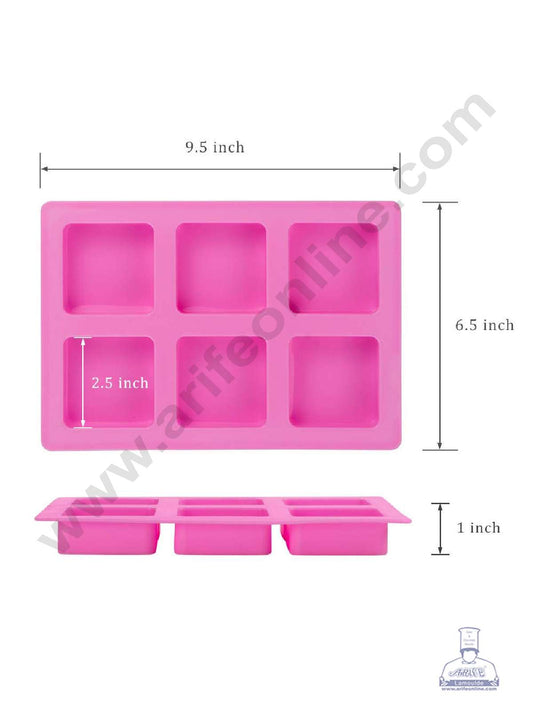 6 Cavity Square Curved Edges Silicone moulds for Soaps Jelly Desserts