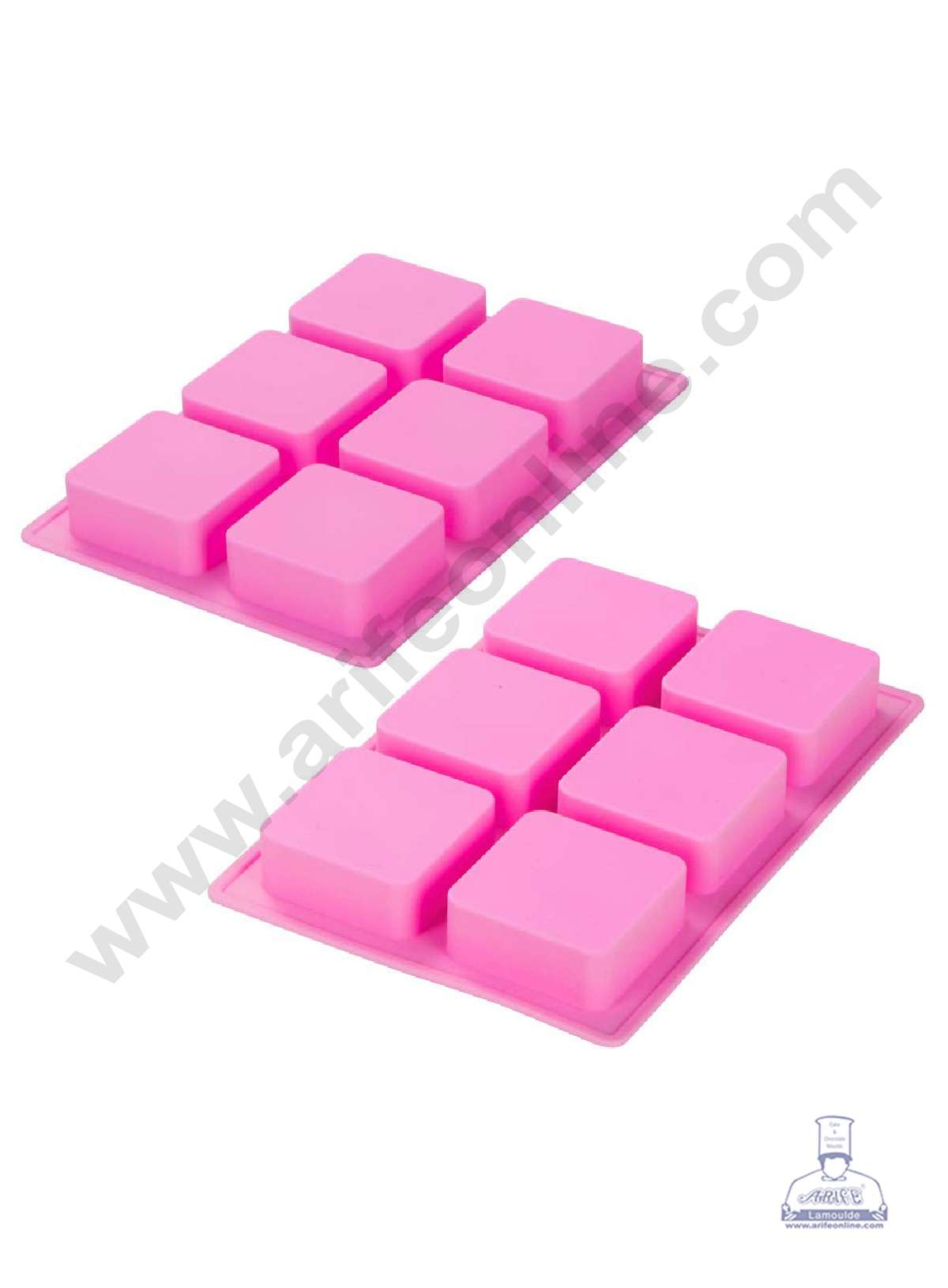 6 Cavity Square Curved Edges Silicone moulds for Soaps Jelly Desserts