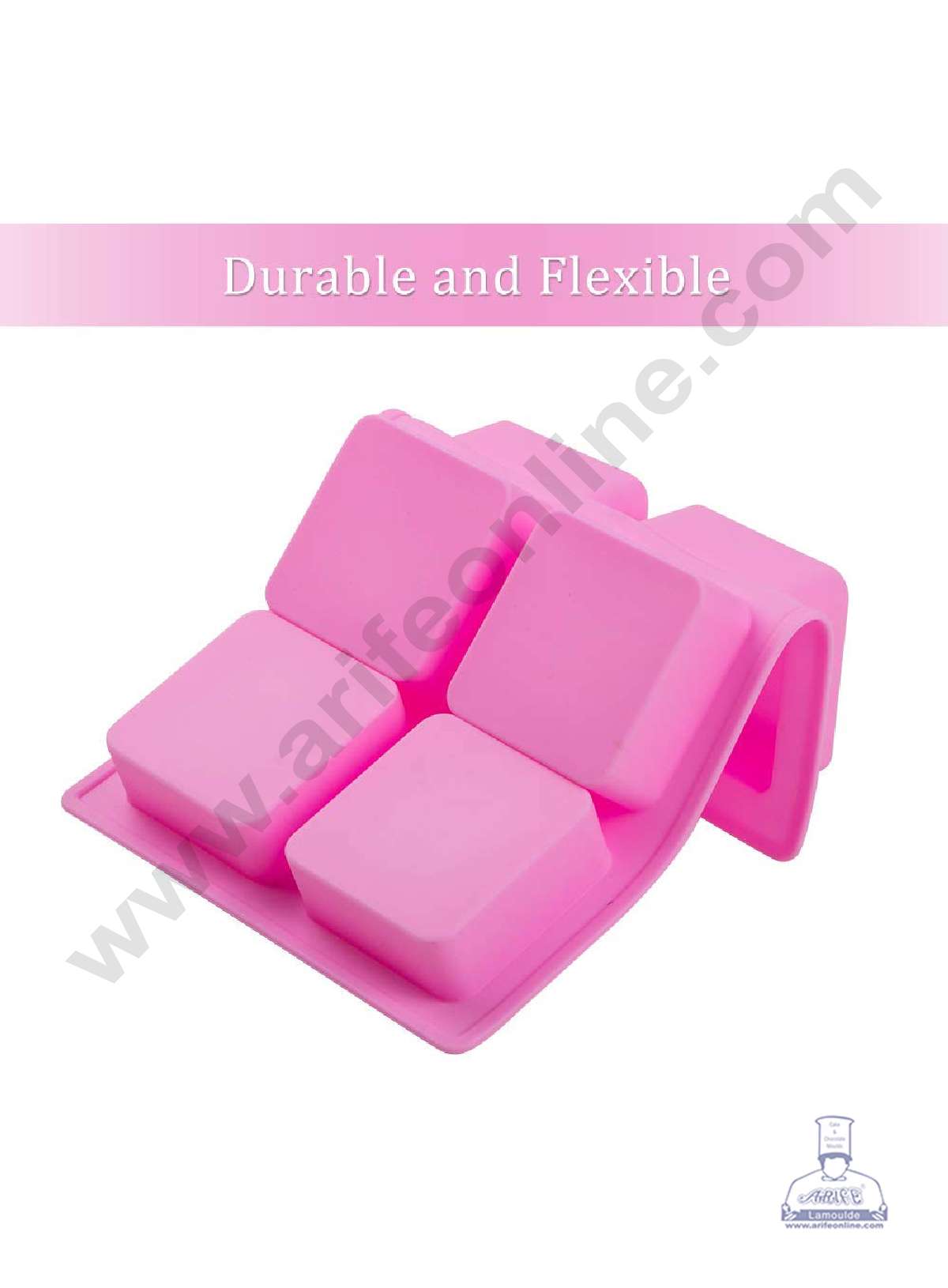 6 Cavity Square Curved Edges Silicone moulds for Soaps Jelly Desserts