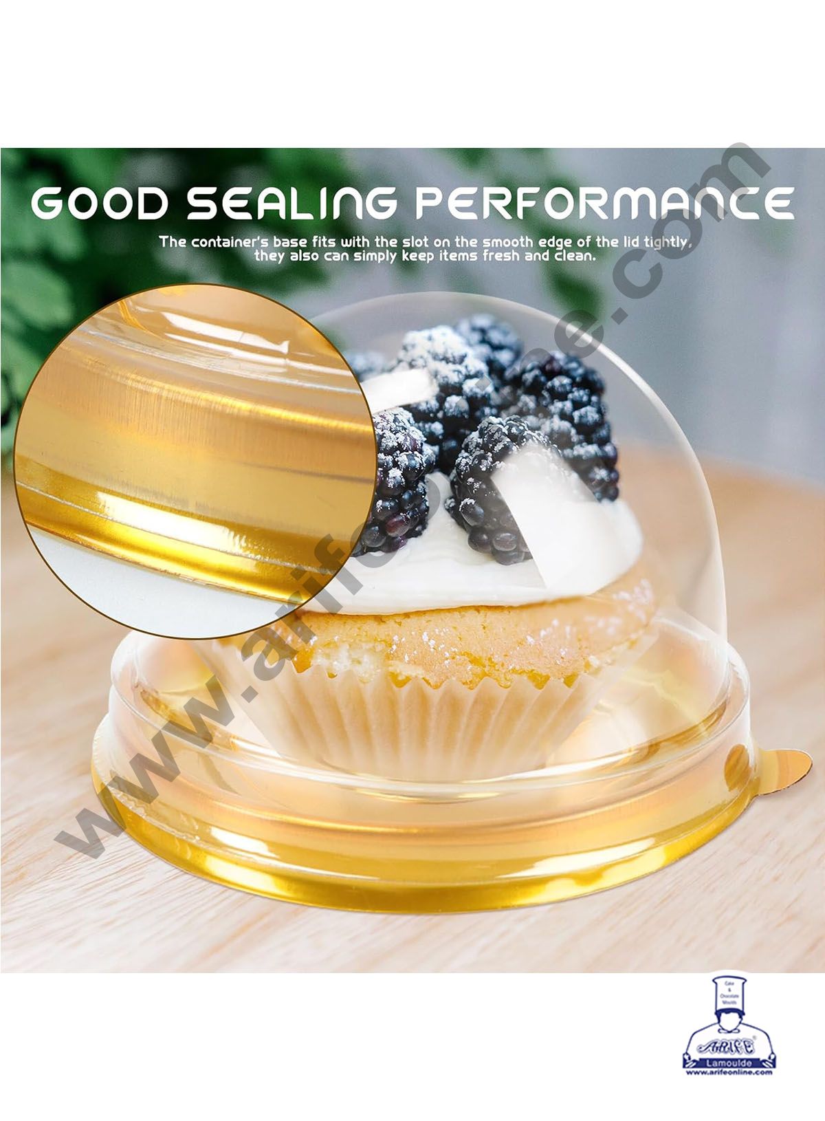 PVC MINI ROUND DOME PASTRY BOX(G)7.5X55 SB-Y70-G  (MOQ 100 PCS)  (I.25)