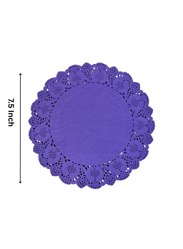 7.5 inch Paper Doilies | Round Placemats | Decorative Accessories | Disposable Paper Mats - Purple -100 pcs Pack (SBPD-P-7.5) (MOQ 12 PACK)