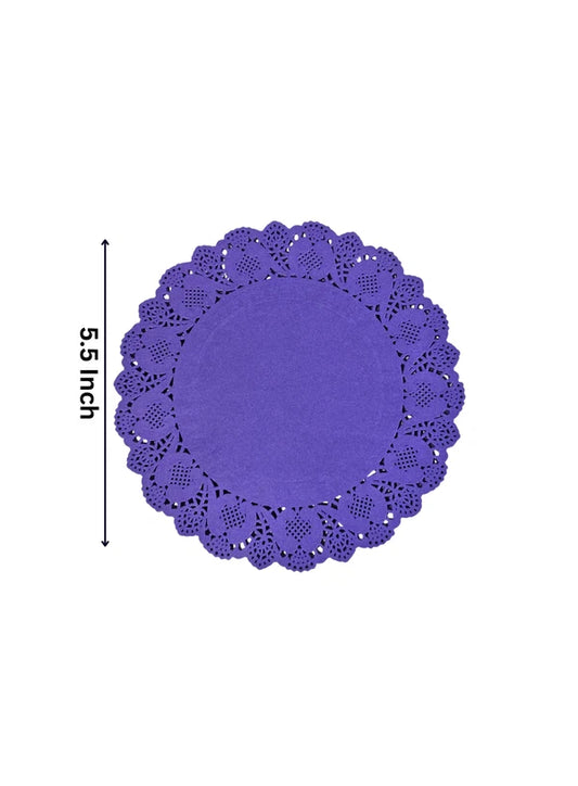 5.5 Inch Paper Doilies | Round Placemats | Decorative Accessories | Disposable Paper Mats – Purple – 100 pcs Pack(SBPD-P-5.5) (MOQ 12 PACK)