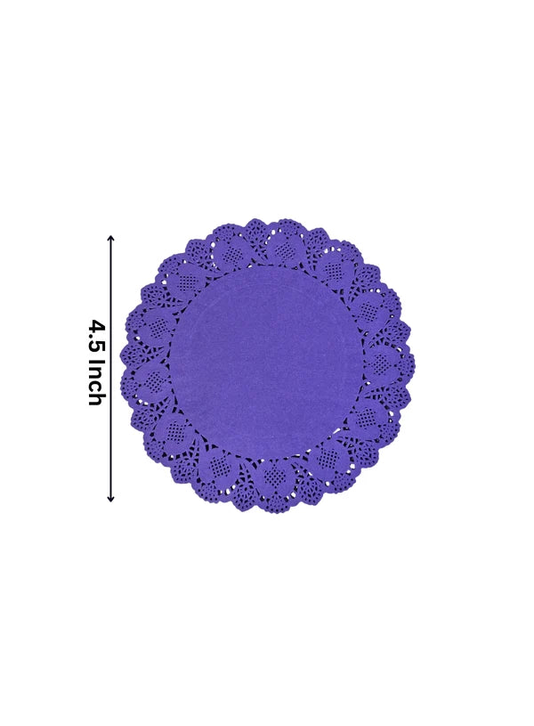 4.5 Inch Paper Doilies | Round Placemats | Decorative Accessories | Disposable Paper Mats – Purple – 100 pcs Pack(SBPD-P-4.5) (MOQ 12 PACK)