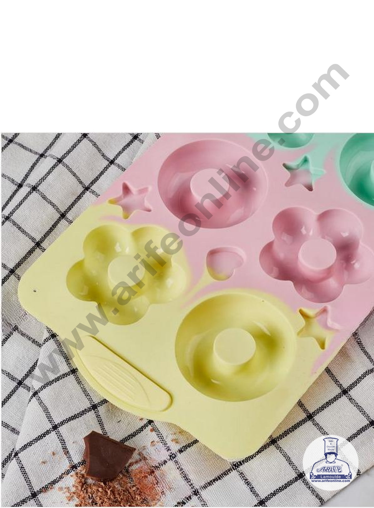 6 cavity Donut Flower Shape Dessert Cake Rainbow Silicone Mould (SBZU523-3) (MOQ 12 PCS)